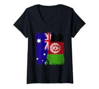 Womens Australia Afghanistan Half Flag Australian Afghan Heritage V-Neck T-Shirt