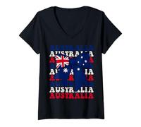 Womens Australia Australian Pride Coquette Bow Flag V-Neck T-Shirt