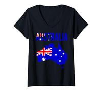 Women's Australia Flag Map National Pride V-Neck T-Shirt