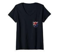 Women's Australia Half Britain UK Friendship Flag Australian V-Neck T-Shirt
