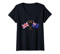Womens Australia Heritage UK Flag Australian Flag V-Neck T-Shirt