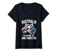 Womens Australia is Calling and I Must Go Kangaroo V-Neck T-Shirt