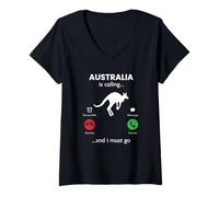 Womens Australia is Calling, Funny Australia V-Neck T-Shirt
