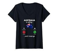 Womens Australia is Calling, Funny Australia V-Neck T-Shirt