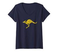 Womens AUSTRALIA KANGAROO AUSSIE ROO FLAG ROUNDEL SPORTS MILITARY V-Neck T-Shirt