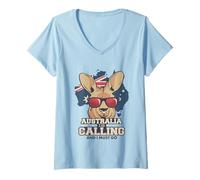 Womens Australia Kangaroo Australia Is Calling And I Must Go Travel V-Neck T-Shirt