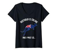 Womens Australia kangaroo Australia is calling and I must go... V-Neck T-Shirt