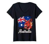 Women's Australia Kangaroo National Animal Flag V-Neck T-Shirt