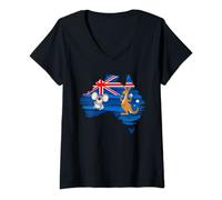 Womens Australia Koala Bear Kangaroo Celebrate Australia Day V-Neck T-Shirt