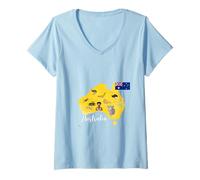 Womens Australia Map - Aboriginal Culture, Koala, Aussie flag V-Neck T-Shirt