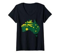 Women's Australia Map Silhouette National Flag V-Neck T-Shirt