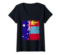 Womens Australia Mongolia Half Flag Australian Mongolian Jersey V-Neck T-Shirt