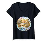 Women's Australia Oceania Koala Dingo Tasmania Emu V-Neck T-Shirt