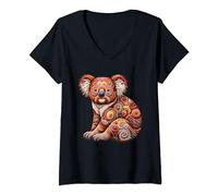 Womens Australian Aboriginal Art V-Neck T-Shirt