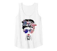 Womens Australian American Coffee Mama Girl Aunt Australia USA Flag Tank Top