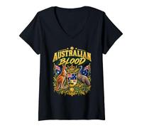 Women's Australian Blood Vintage Australia Aussie Shirt V-Neck T-Shirt