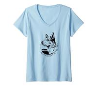 Womens Australian Cattle Dog Portrait Heeler Working Herding Dogs V-Neck T-Shirt