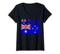 Women's Australian Flag Patriotic Pride National Symbol V-Neck T-Shirt