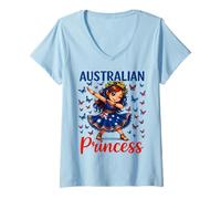 Womens Australian Princess Dabbing Girl Aussie Flag Souvenir Kids V-Neck T-Shirt