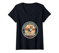 Women's Australian Shepherd Dad Like A Regular Dad But Cooler V-Neck T-Shirt