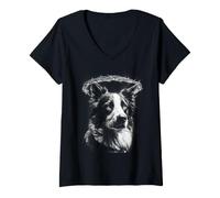 Women's Australian Shepherd with Barbed Wire Aussie Dog Grunge V-Neck T-Shirt