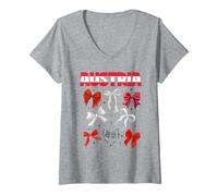Womens Austria Bows Pride Roots Latina Women Girls Austrian Bow V-Neck T-Shirt