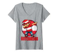 Women's Austria Dabbing Boy Austrian Flag V-Neck T-Shirt