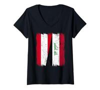 Womens Austria Iraq Half Flag Austrian Iraqi Jersey V-Neck T-Shirt