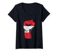 Women's Austrian Flag Handfist Austrian Roots Austrian Pride Austria V-Neck T-Shirt