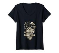 Women's Authored By Obsession Heart Floral V-Neck T-Shirt