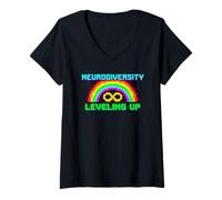 Women's Autism Acceptance Growing Together Floral Infinity V-Neck T-Shirt
