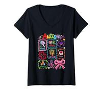 Women's Autism Awareness Acceptance Advocate Love Educate V-Neck T-Shirt