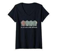 Womens Autism Awareness Cute Elephant Animal Its Ok To Be Different V-Neck T-Shirt