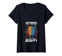 Womens Autism Awareness Different Isn't Broken Silent Isn't Empty V-Neck T-Shirt