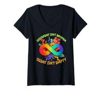 Womens Autism Awareness Different Isn't Broken Silent Isn't Empty V-Neck T-Shirt