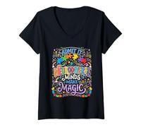 Women's Autism Awareness Neurodiverse Minds Make Magic Design V-Neck T-Shirt