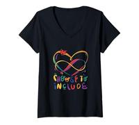 Womens Autism Awareness Puzzle Teacher Women Kid Acceptance Autism V-Neck T-Shirt