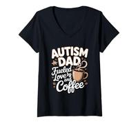 Women's Autism Dad Fueled By Love and Coffee V-Neck T-Shirt