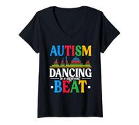 Women's Autism Dancing to A Different Beat Autism Awareness V-Neck T-Shirt