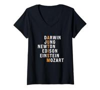Womens Autism Darwin Jung Newton Edison Einstein Newton Mozart V-Neck T-Shirt