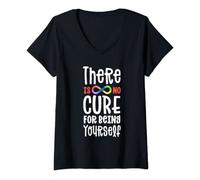Womens Autism Infinity There Is No Cure For Being Yourself Autistic V-Neck T-Shirt