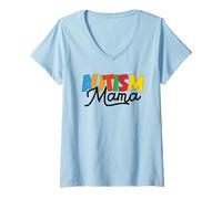 Womens Autism Mama - Support Awareness V-Neck T-Shirt