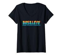 Womens Autism Seeing the World Differently Inclusion Art V-Neck T-Shirt