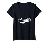Women's Autistic - Fun Retro University Aesthetic Sporty V-Neck T-Shirt