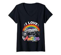 Women's Autistic People I Love Someone with Autism V-Neck T-Shirt