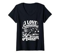 Women's Autistic People I Love Someone with Autism V-Neck T-Shirt