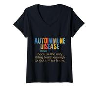 Women's Autoimmune Disease Awareness Definition Enough Tough Warrior V-Neck T-Shirt