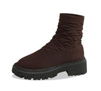 Women's Autumn and Winter British Fashion Platform Chunky Ankle Boots Warm Outdoor Shoes Women Black With Heel Sexy, brown, 9 UK