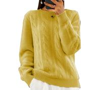 Womens Autumn and Winter Casual Round Neck Solid Colour Knit Sweater Top Twisted Pullover Long Sleeve Sweater Women