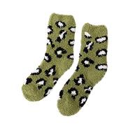 Women's Autumn and Winter Casual Warm Thick Leopard Print Coral Fleece Home Floor Stockings for Tall and Petite Women